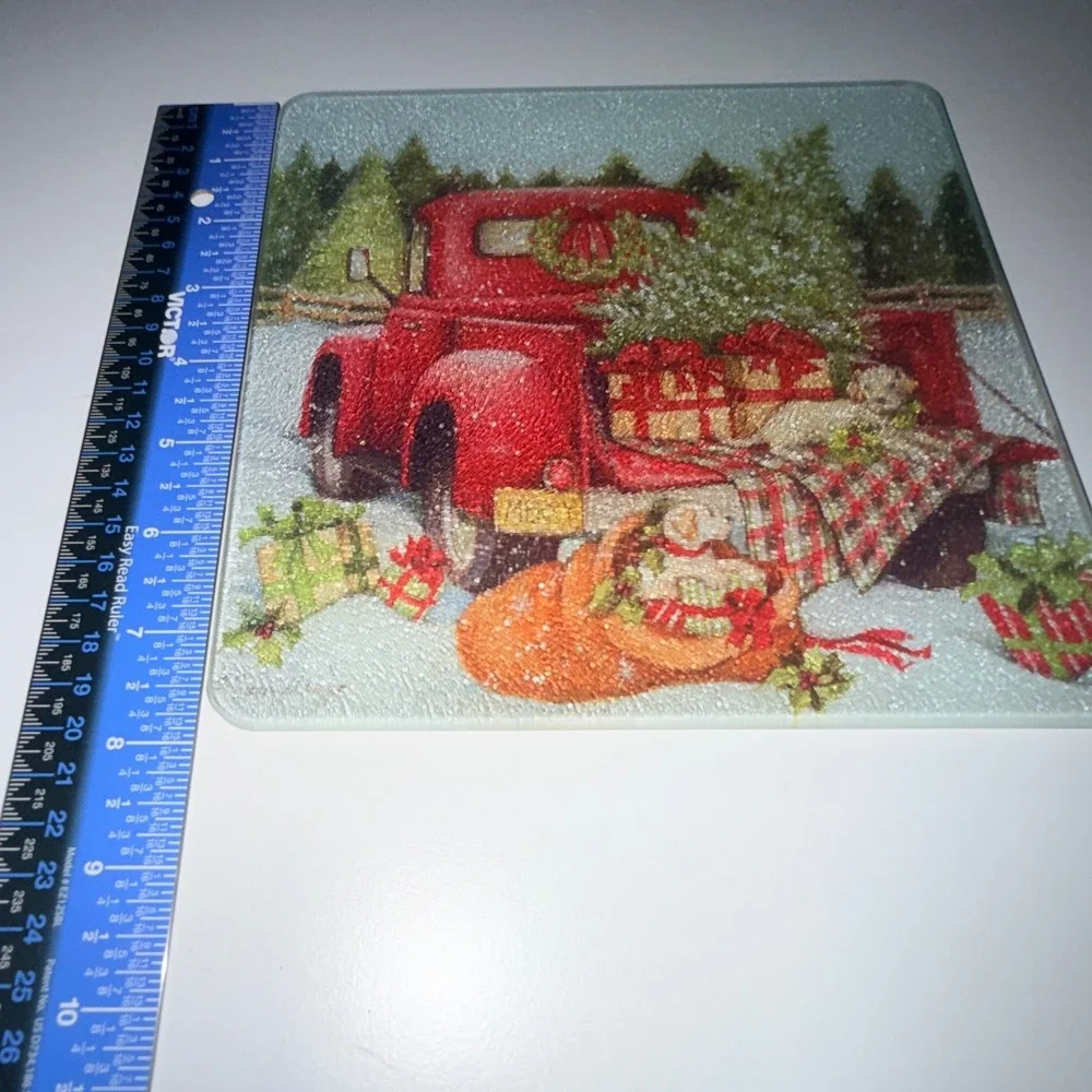 Susan Winget Christmas Glass Signed Cutting Board 8